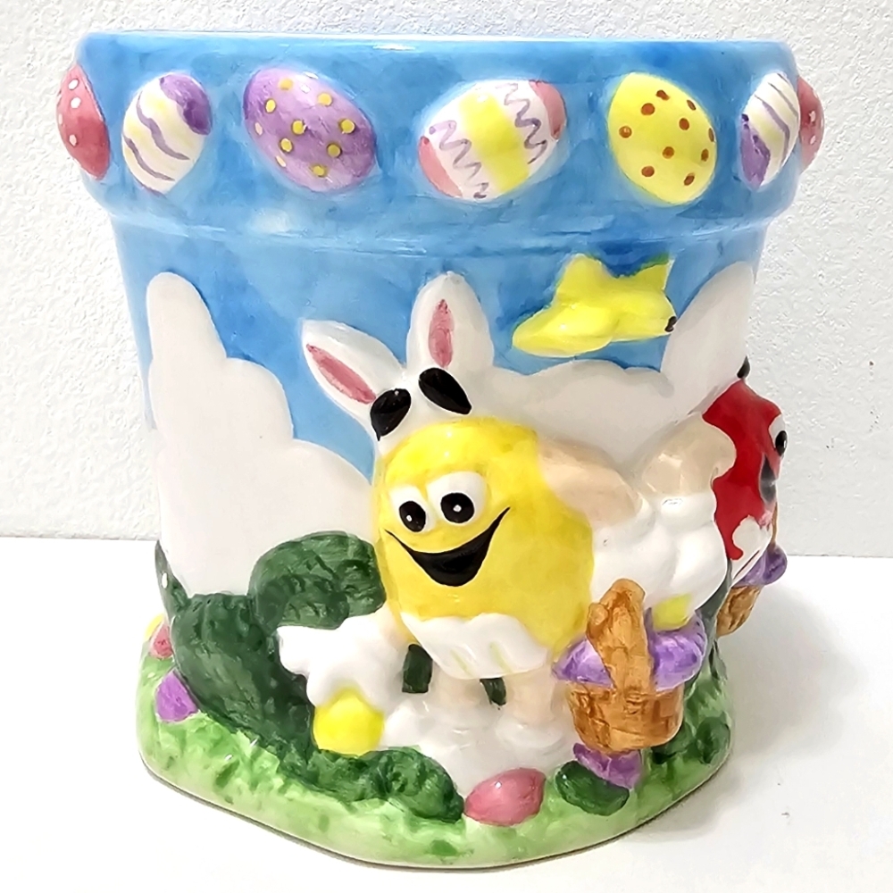 Vintage MARS M&Ms Easter Egg Hunt Collectible Ceramic Pot - Picture 4 of 15